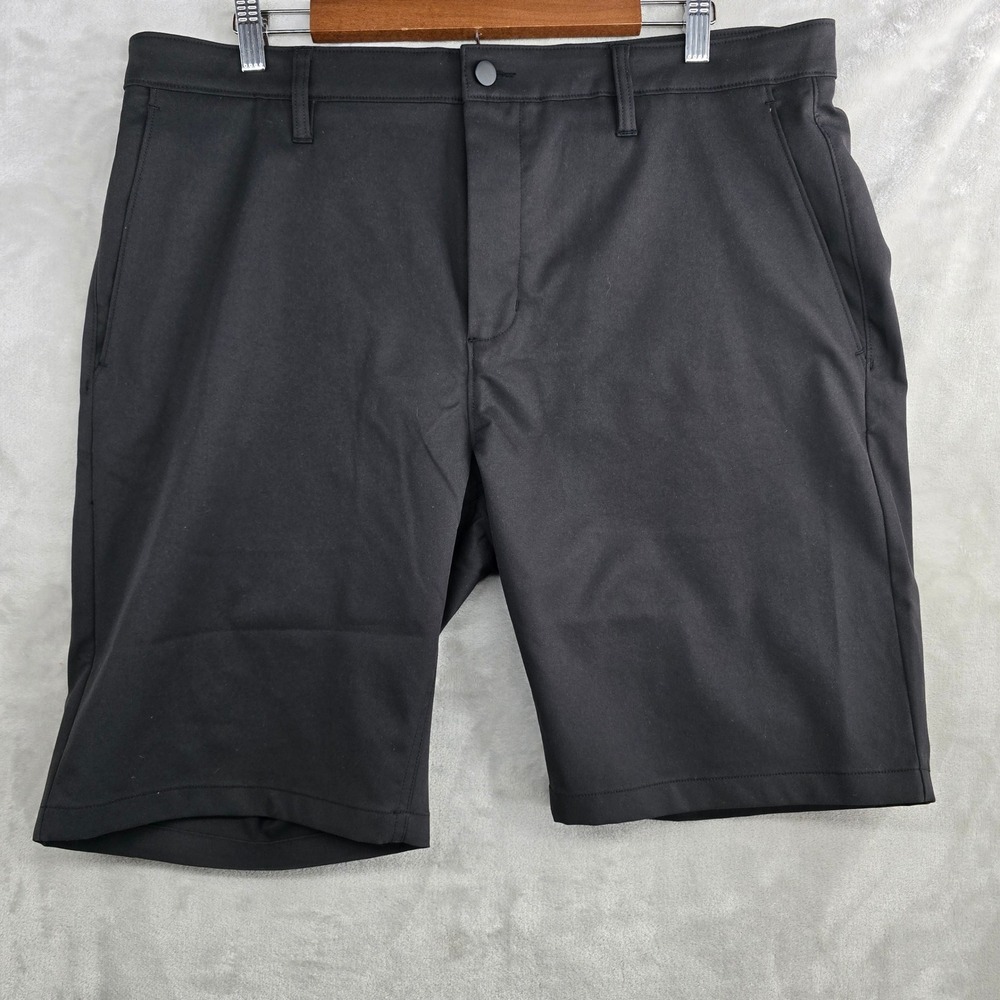 PROOF Mens Size 38 Black Shorts Flat Front 100% Polyester Casual Huckberry New‎